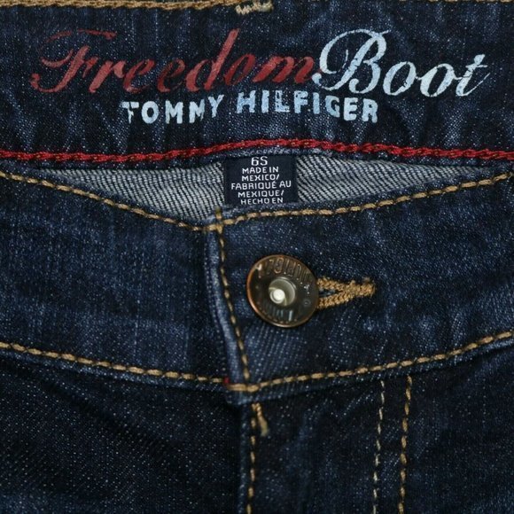 Tommy Hilfiger Freedom Boot Bootcut Jeans Flap Pockets Dark 6 Short‎ - Picture 4 of 9
